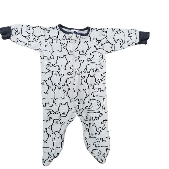 Gerber Other - Gerber Baby White Polar Bear Print Long Sleeve Footie Pajama Playsuit Size 0-3M‎